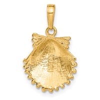 14K Yellow Gold Scallop Shell Pendant view 3