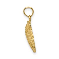 14K Yellow Gold Textured Scallop Shell Pendant view 2