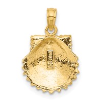 14K Yellow Gold Textured Scallop Shell Pendant view 3