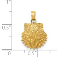 14K Yellow Gold Textured Scallop Shell Pendant view 4