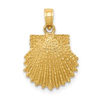14K Yellow Gold Textured Scallop Shell Pendant view 1