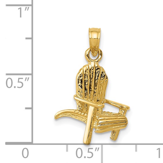 14K 3-D Adirondack Beach Chair Pendant