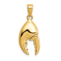 14K Yellow Gold 3-D Moveable Stone Crab Claw Pendant view 3