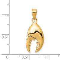 14K Yellow Gold 3-D Moveable Stone Crab Claw Pendant view 4