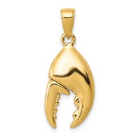 14K Yellow Gold 3-D Moveable Stone Crab Claw Pendant view 1