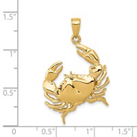 14K Stone Crab with Claw Extended Pendant view 3