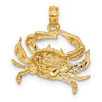 14K Yellow Gold Blue Crab Pendant view 3