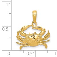 14K Yellow Gold Blue Crab Pendant view 4