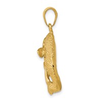 14K Yellow Gold Large Bass Fish Jumping Pendant view 2