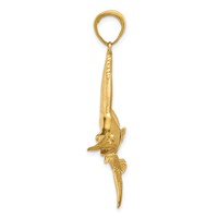 14K Yellow Gold Large Sailfish Pendant view 2