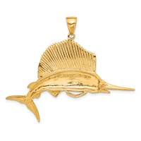 14K Yellow Gold Large Sailfish Pendant view 3