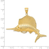 14K Yellow Gold Large Sailfish Pendant view 4