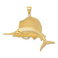 14K Yellow Gold Large Sailfish Pendant view 1