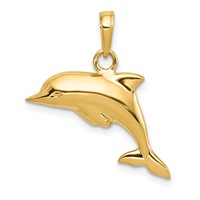14K Polished 3-D Puffed Dolphin Pendant view 3