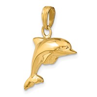 14K Polished 3-D Puffed Dolphin Pendant view 4