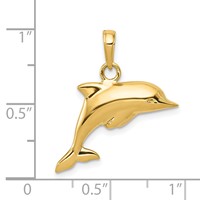 14K Polished 3-D Puffed Dolphin Pendant view 5