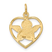 14K Yellow Gold Cut-out Angel in Heart Charm view 3