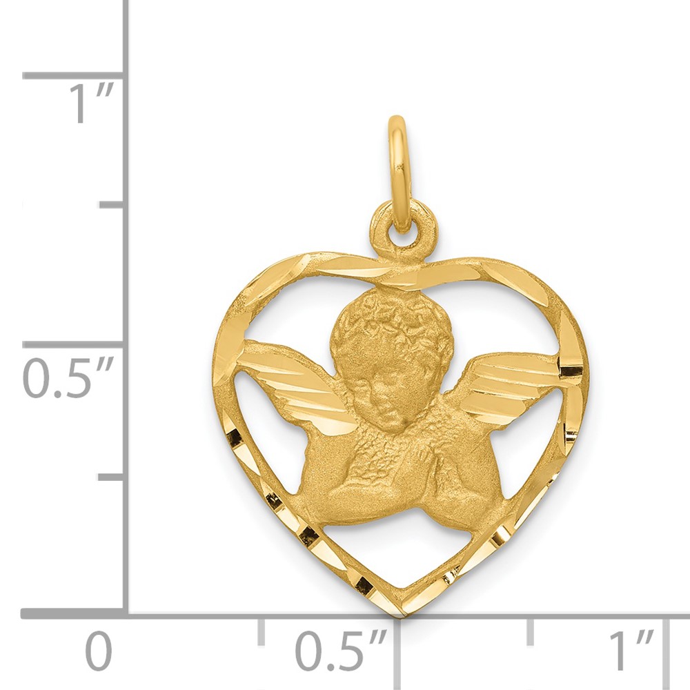 14k Angel in Heart Charm (C343)