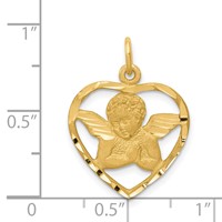 14K Yellow Gold Cut-out Angel in Heart Charm view 4