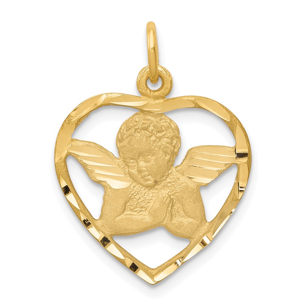 14k Angel in Heart Charm (C343)