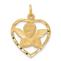 14K Yellow Gold Cut-out Angel in Heart Charm view 1