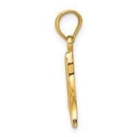 14K Solid Polished Open-Backed Whale Tail Pendant view 2
