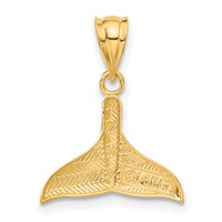 14K Solid Polished Open-Backed Whale Tail Pendant view 3