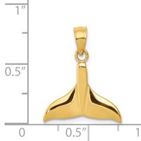 14K Solid Polished Open-Backed Whale Tail Pendant view 4