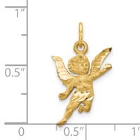 14K Yellow Gold Satin Diamond-cut Angel Charm view 4