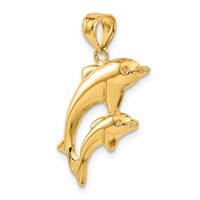14K Yellow Gold Dolphin Pair Pendant view 5