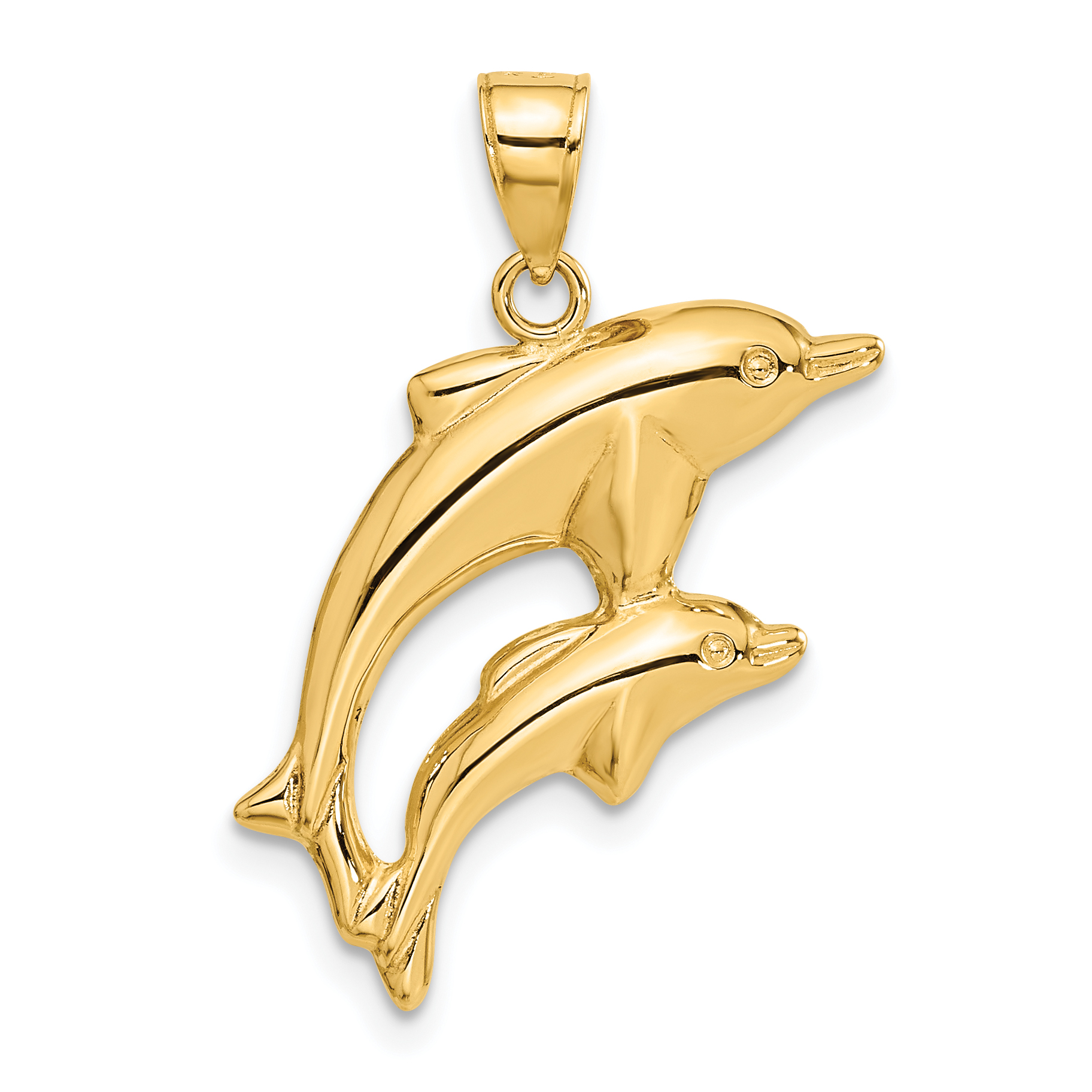 14k Dolphin Pair Pendant (C3442)