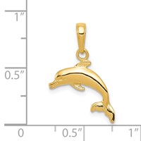 14K Yellow Gold Dolphin Jumping Pendant view 3