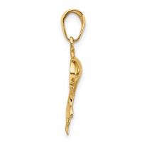 14K Yellow Gold Dolphin Swimming Pendant view 2