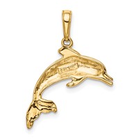 14K Yellow Gold Dolphin Swimming Pendant view 4