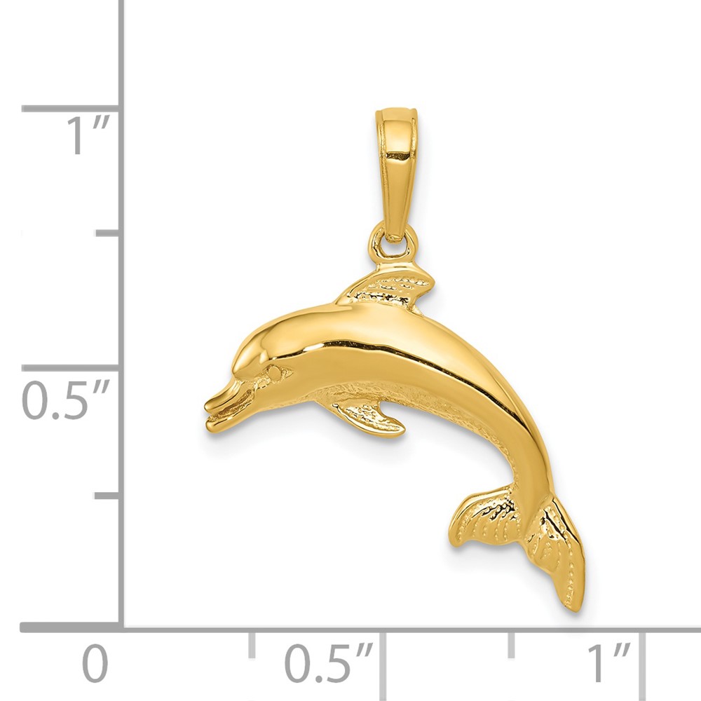 14k Dolphin Swimming Pendant (C3455)