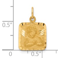 14K Satin and Diamond-Cut Angel Square Charm view 4