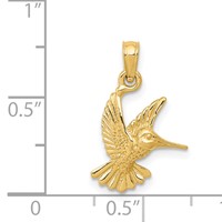 14K Yellow Gold Hummingbird Pendant view 3