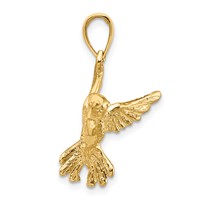 14K Yellow Gold Hummingbird Pendant view 2