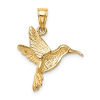 14K Yellow Gold Hummingbird Pendant view 4