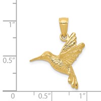 14K Yellow Gold Hummingbird Pendant view 3