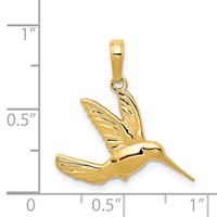 14K Yellow Gold Hummingbird in Flight Pendant view 4