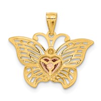 14K Two-tone Pendant with White Rhodium Butterfly with Heart view 3