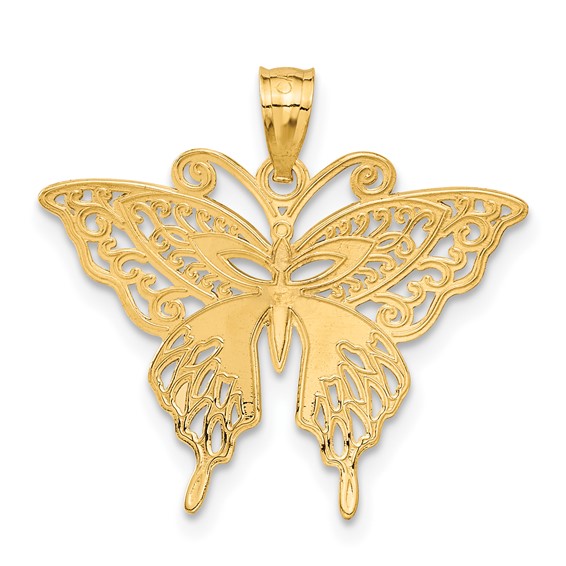 14k and White Rhodium Fancy Butterfly Pendant