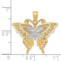 14K and White Rhodium Fancy Butterfly Pendant view 4