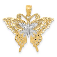 14K and White Rhodium Fancy Butterfly Pendant view 1