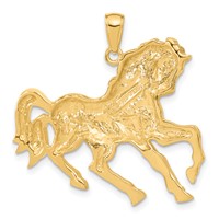 14K Yellow Gold Horse Galloping Pendant view 3