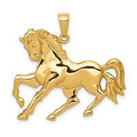 14K Yellow Gold Horse Galloping Pendant view 1