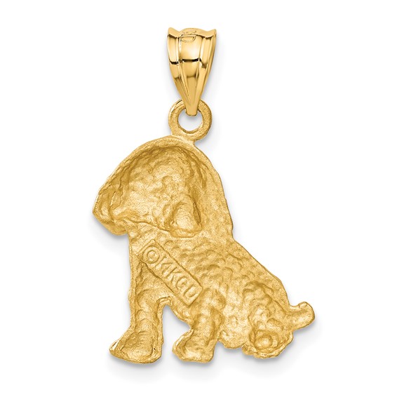 14k Satin Diamond-cut Dog Charm