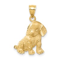 14K Satin Diamond-cut Dog Charm view 1