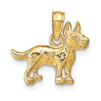 14K Yellow Gold Terrier Dog Pendant view 1
